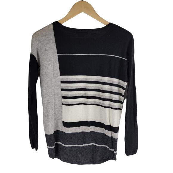 Vince Colorblock Merino Wool Long Sleeve Crew Neck Sweater Black Size XXS - Picture 4 of 5